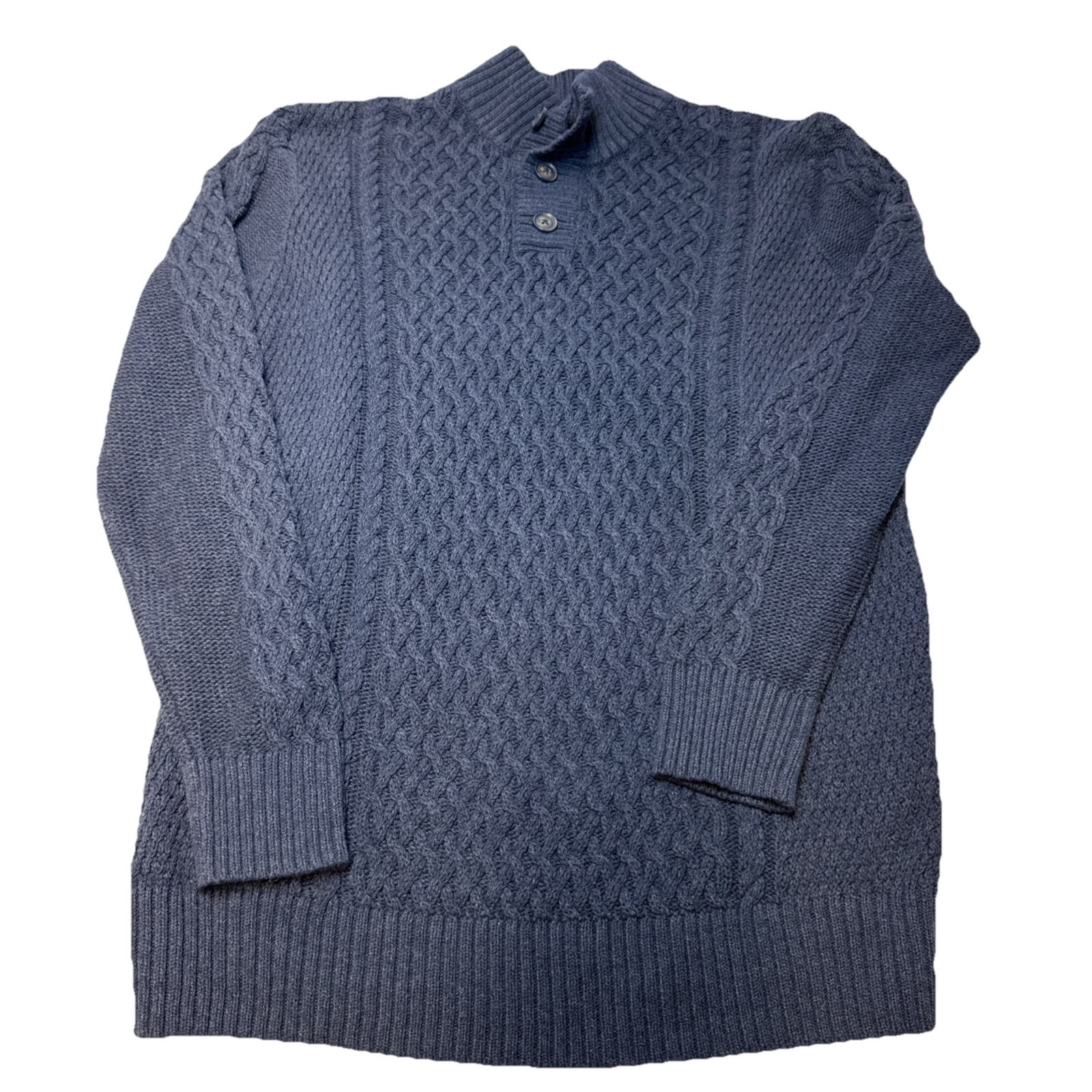 Cat & Jack Boys 1/3 Button-Up Cable Knit Pullover Sweater Cream Tweed 5t